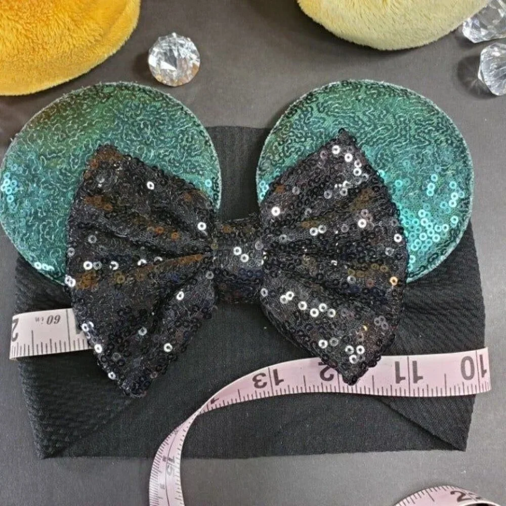 Minnie Mouse Ears Headband Hair Turban Sequins Hair Bow Spa Head Wrap Hair Care